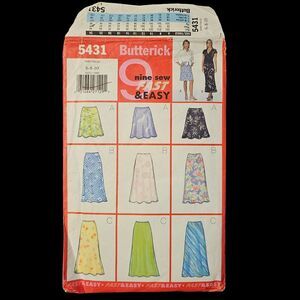 Skirts Sewing Pattern Uncut FF Butterick Misses EASY 2 Lengths 5431 Sizes 6-10